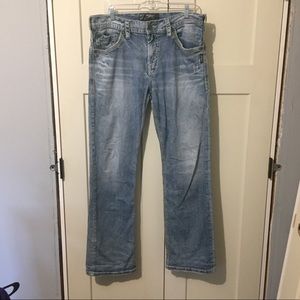 Mens W34/L34 Silver Jeans Co Gordie Straight Leg